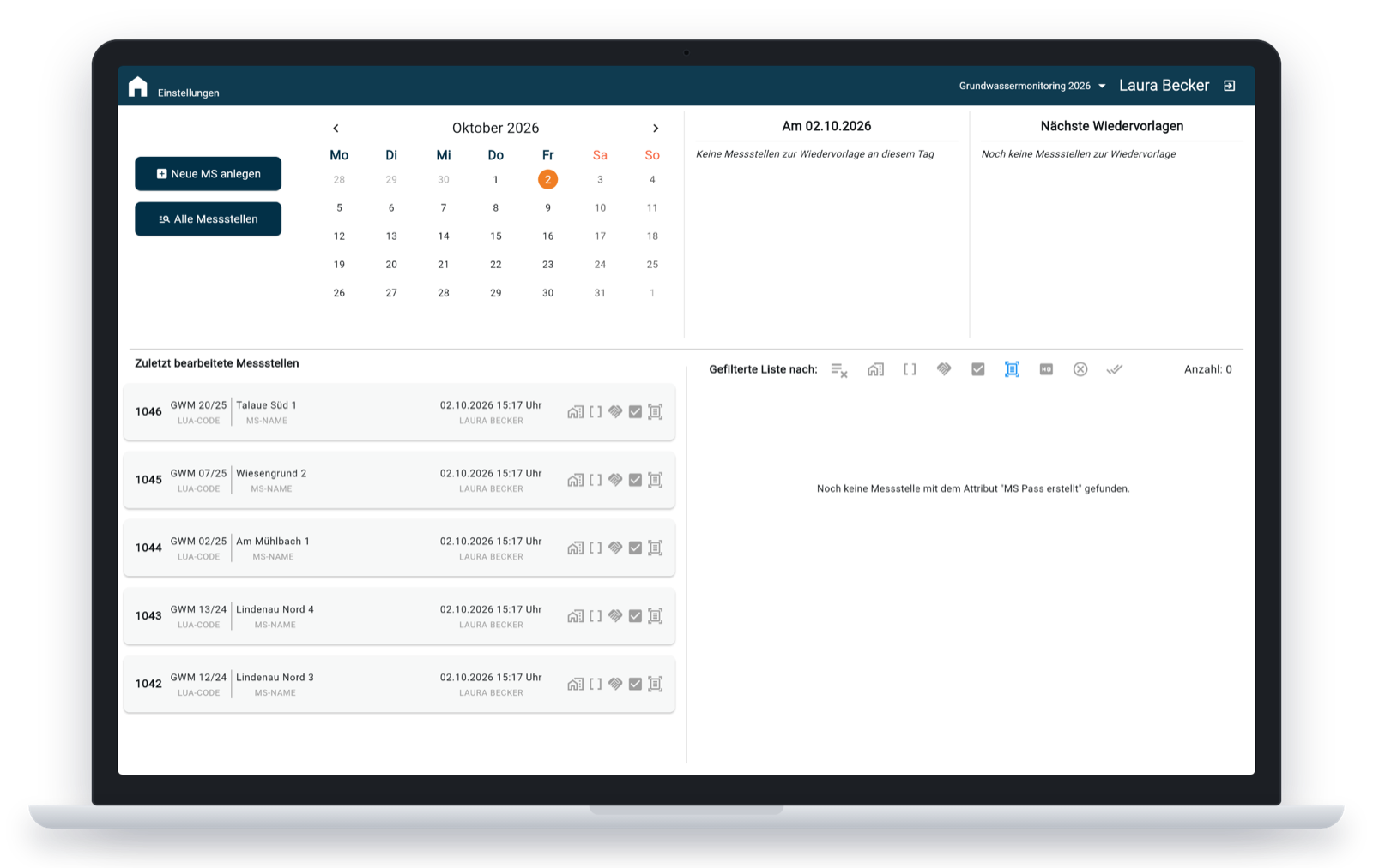 wellQApp dashboard on a laptop
